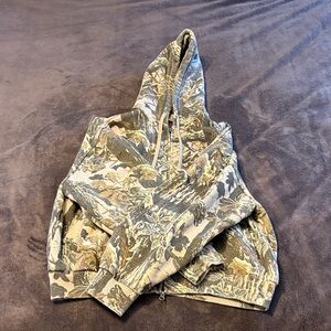 SKIMS/Post Malone Collab Camo Pattern Hooded Zip-Up Sweatshirt